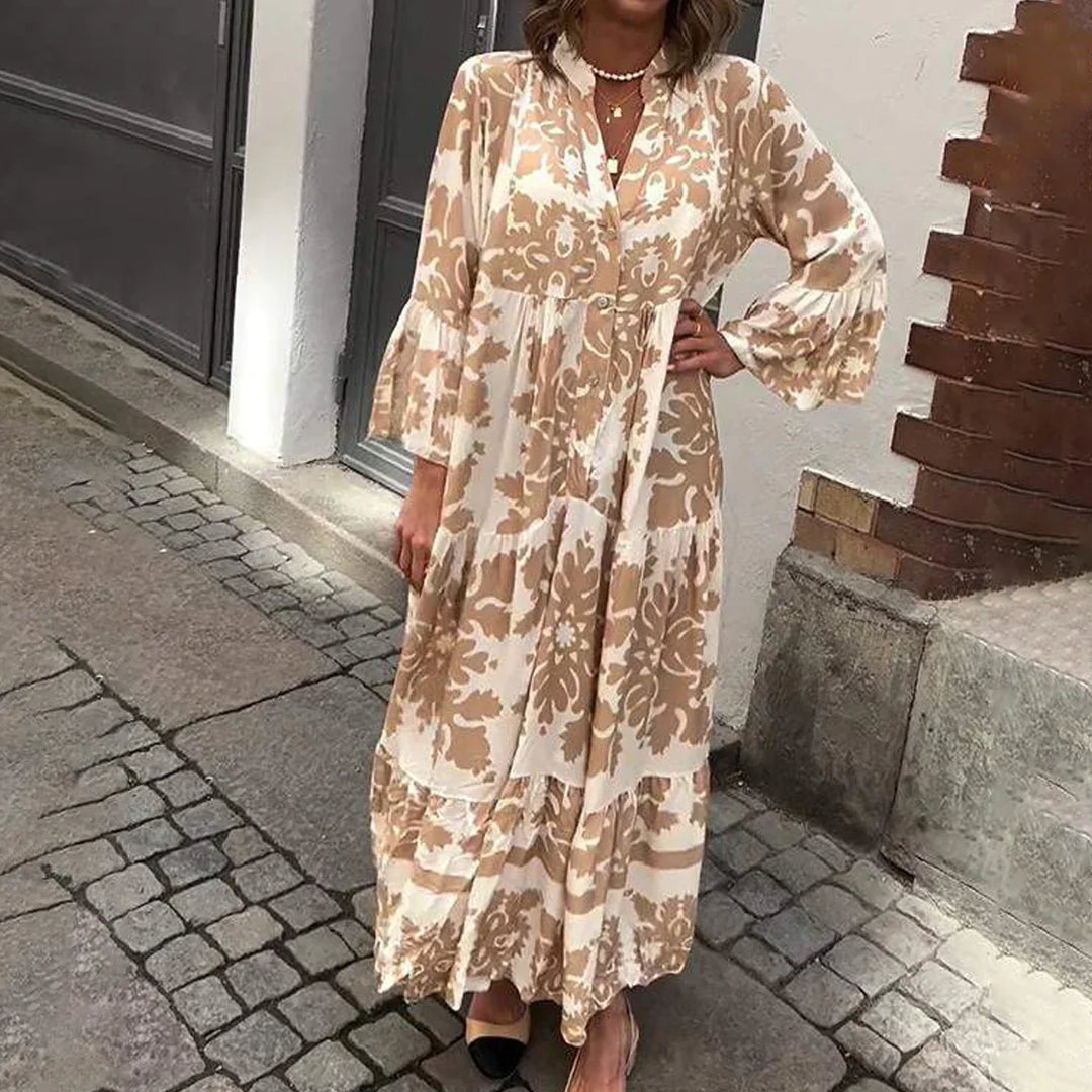 Isabella V-Neck Printed Maxi