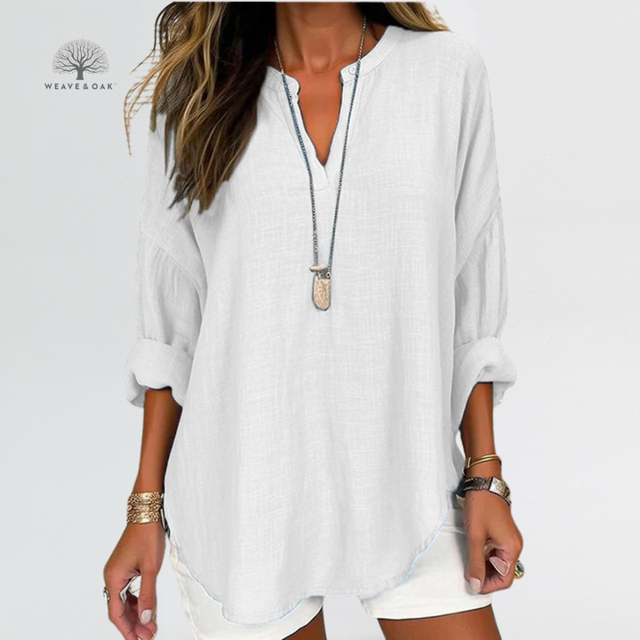 Lena | Longline Cotton-Linen Blouse