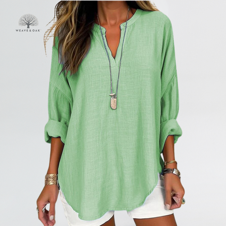 Lena | Longline Cotton-Linen Blouse