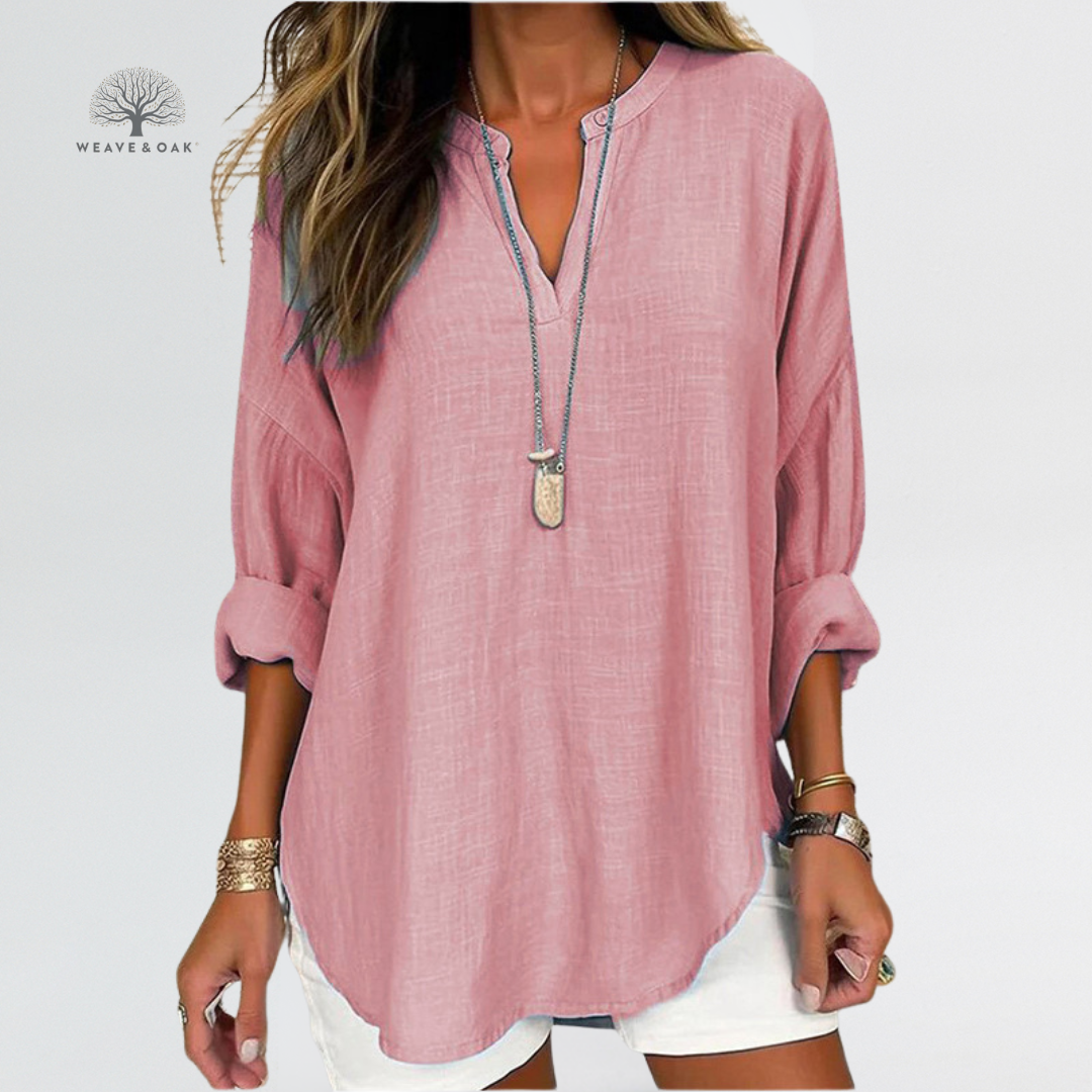 Lena | Longline Cotton-Linen Blouse