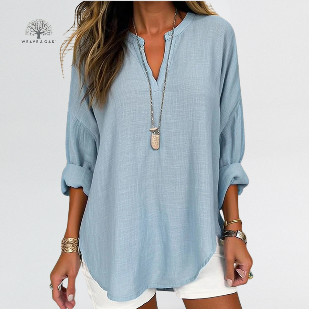 Lena | Longline Cotton-Linen Blouse