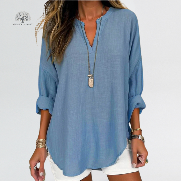 Lena | Longline Cotton-Linen Blouse
