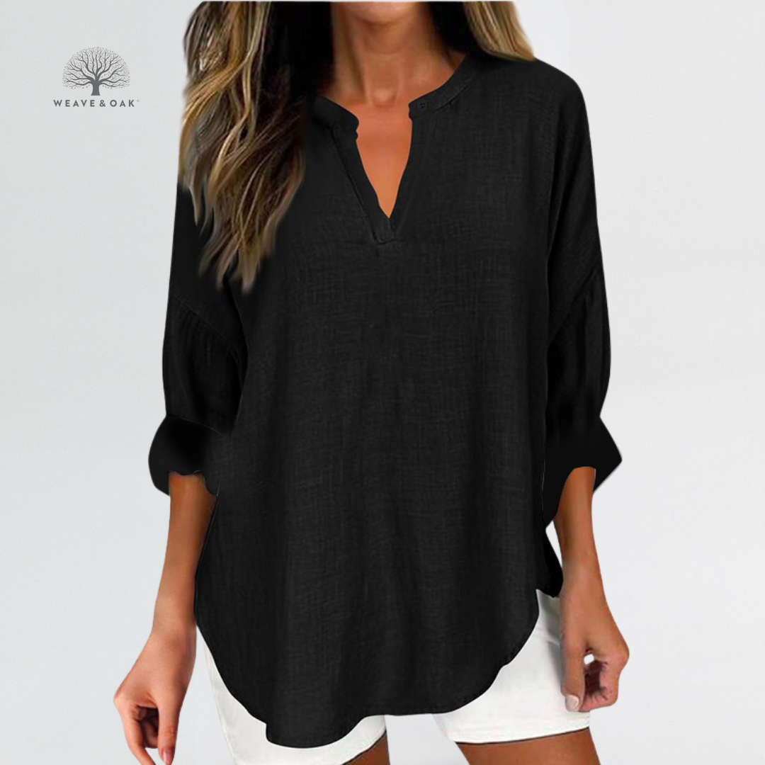 Lena | Longline Cotton-Linen Blouse