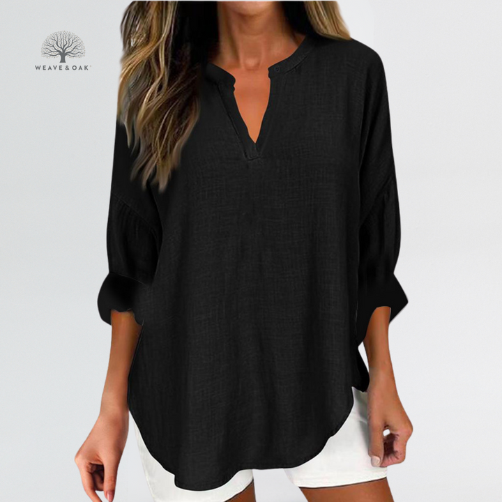 Lena | Longline Cotton-Linen Blouse